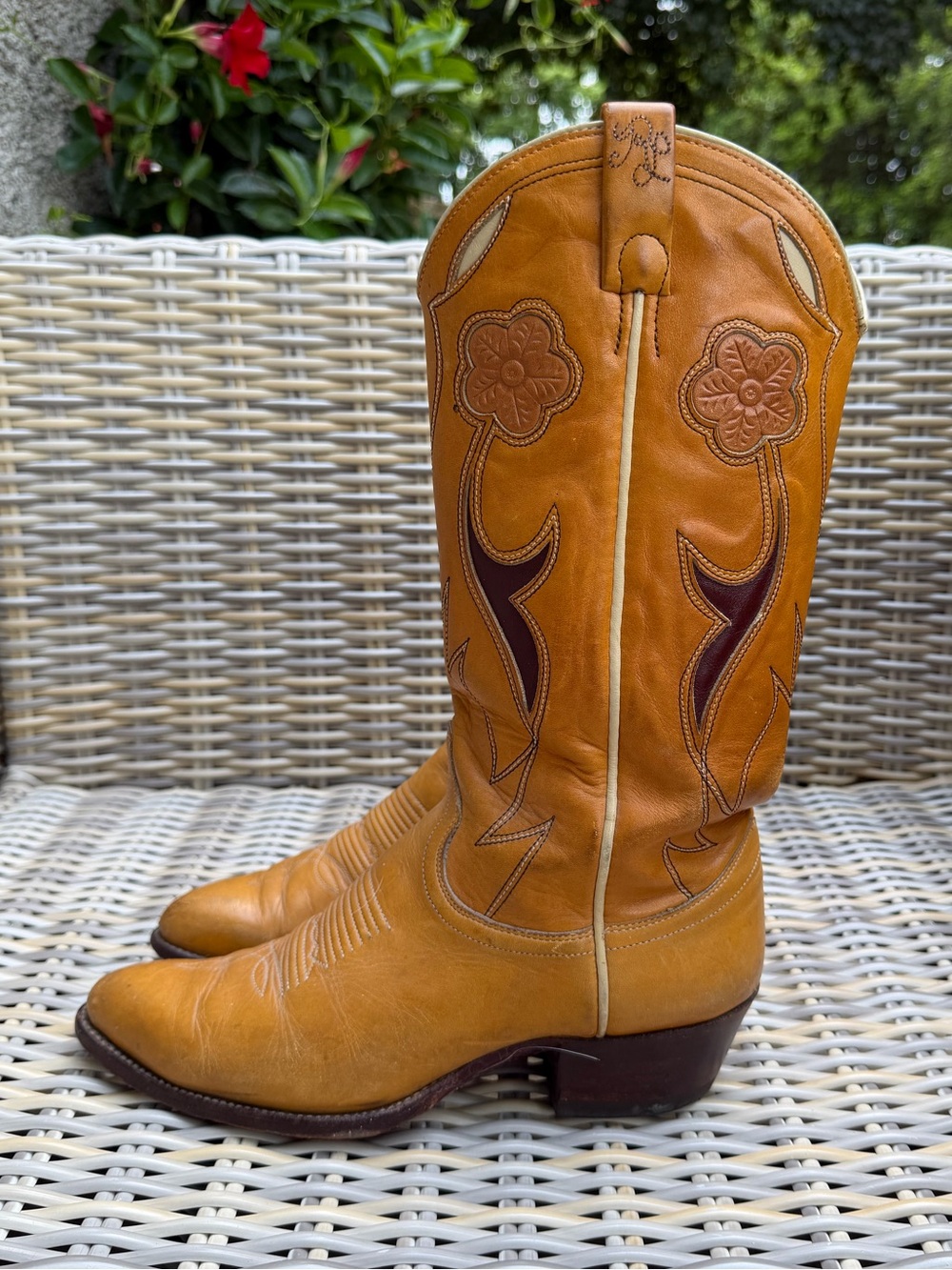 Vintage Ralph Lauren Cowboy Western Boots 7.5 8 Tooled 70s Rodeo Queen - Picture 3 of 16